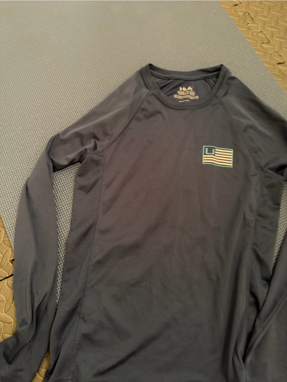 Huk Navy Long-Sleeve Rash Guard with Subtle Logo Patch